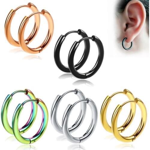 1PCS Stainless Steel Earrings Ear Buckle Round Korean Mens Earrings European and American Street Punk Fashion Fine Jewelry