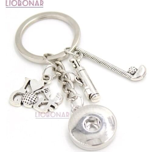 1PC I Love Golf Key Chain Handbag Charm sport Golfbag Snap Keychain Key Ring Golf Lover Gifts for Men Women 18mm Snap Jewelry