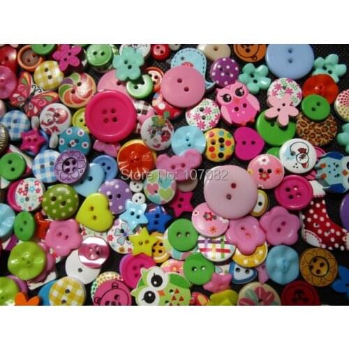 100pcs Mix Wooden Plastic Resin Buttons Flatback Sewing Accessories Button Embellishments For Cardmaking Scrapbooking 6mm-23mm
