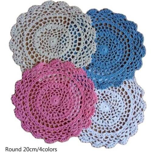 20cm Modern lace cotton table place mat pad Cloth crochet placemat cup mug Christmas tea coffee coaster dining pot doily kitchen