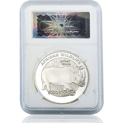 2016 African Wildlife Rhinocero Silver Challenge Coins Collectibles Gifts W/ Acrylic Case