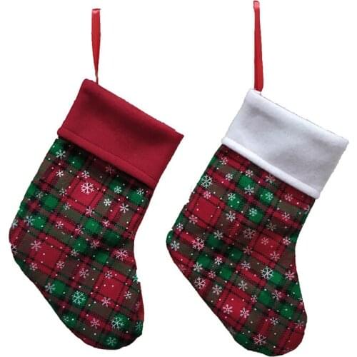60 Pcs Christmas Stockings Snowflake Plaid Xmas Tree Decor 9 Inch Socks Party Hanging Ornament New Year Decoration Wholesale X2