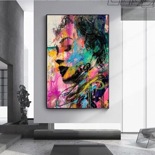 Abstract Graffiti Girl Mural Print on canvas Canvas painting Art graffiti Art painting modern art living room Decoration picture