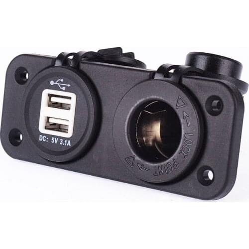 Car 3.1A Double USB Car Charger & Car Cigarette Lighter Socket Car Yacht Ship Universal
