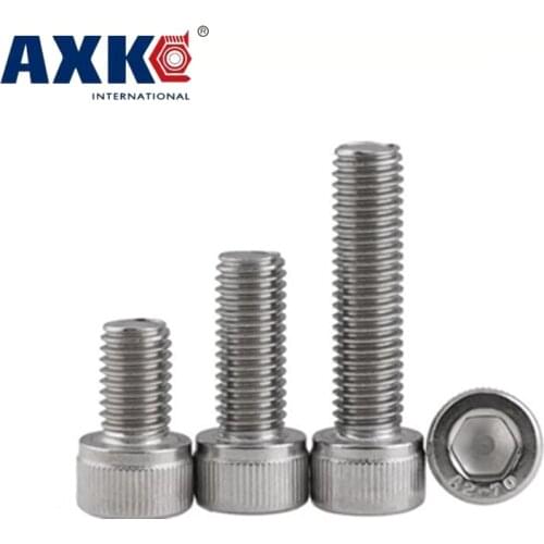 AXK 10PCS 304 Stainless Allen Bolt Socket Cap Screw Hex Head Allen Key DIN912 M6*8/10/12/14/16/20....100