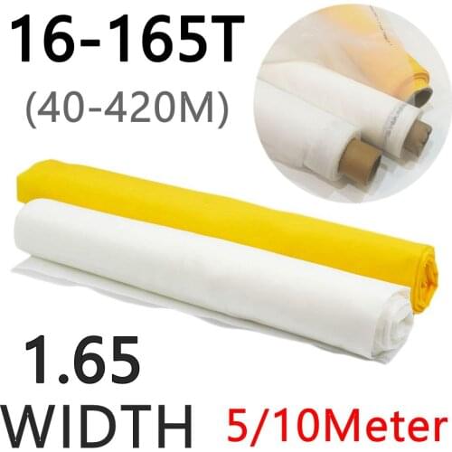 5/10 Meter 165CM Width 40-420M Screen Printing Mesh 16T-165T White Polyester Silk Screen Printing Mesh Fabric
