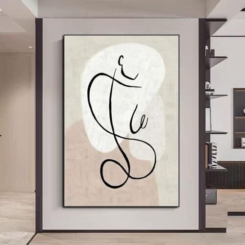 Large art Hand Painted Linen Color Block nude Body Oil Painting Art Nordic artwork And Wall Art Canvas For Living Room Decor