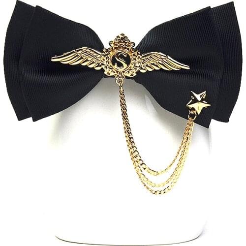 High Quality British Fashion Bowknot Brand Cravat Luxury Metal Wings Five - Point Star Bow Ties for Men Formal Wedding Butterfly