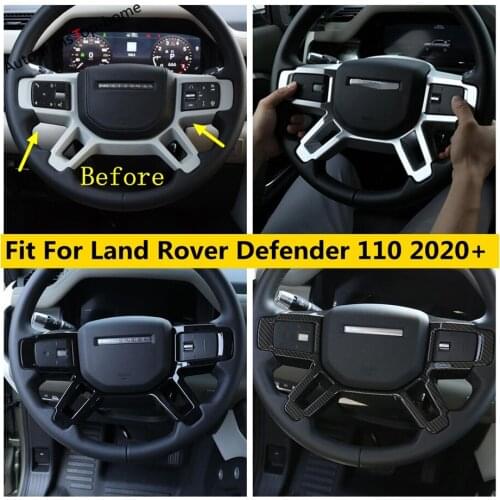 Steering Wheel Frame Decorative Kit Cover Trim Fit For Land Rover Defender 110 2020 2021 Black Style ABS Interior Accessories