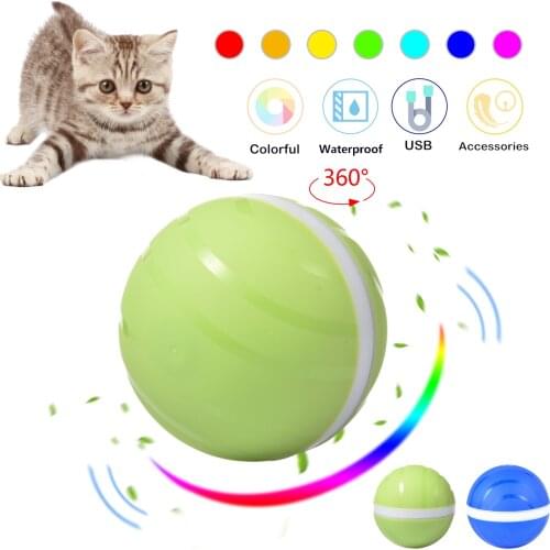 Electric Pet Ball Smart Cat Toy USB Charging Flashing Ball LED Rolling Luminous Ball Pet Bumper Funny Cat Playing