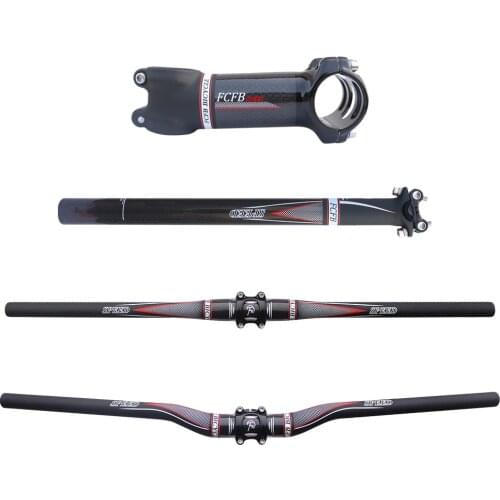 FCFB new arrival red carbon fibre mountain handlebar set Stem Carbon seatpost handlebar top cap seat high quality free shipping