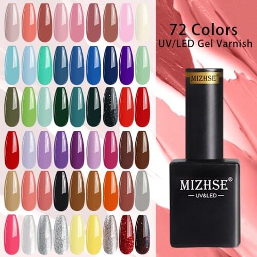 MIZHSE 15ml Gel Nail Polish Top Uv Led Gel Nail Art Varnish Hybrid Pure Color Semi Permanent Base top Soak Off Gel Nail Polish