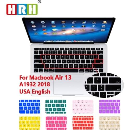 HRH Waterproof Silicone Laptop English Keyboard Cover Skin for MacBook Newest Air 13" 2018 Release A1932 with Retina Display