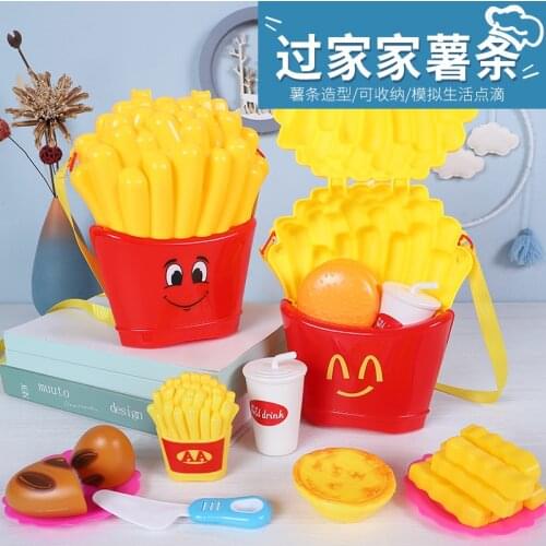 Simulation Kitchen Toys Set French Fries Backpack Pretend Play Toy Cooking Snack Hamburgers Educational Toys For Children Gift
