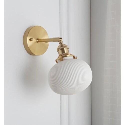 IWHD Nordic Ceramic LED Wall Light Bathroom Mirror Bedroom Modern Japanese Style Vintage Wall Lamp Sconce LED Wandlamp Lighting