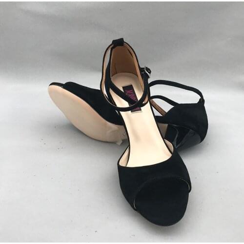 Classical Black Flamenco Dance Shoes Argentina Tango Shoes pratice shoes MST6282ABLS Leather Hard Sole 7.5cm 9cm heel available