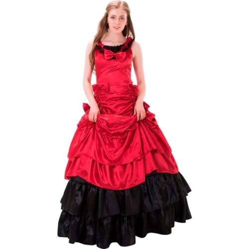 Red Gothic Lolita Dress Sleeveless Lace Long Sweet Lolita Dress Ball Gown Vintage Victorian Dress Halloween Cosplay Costume