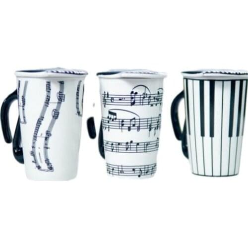 Hot Sale Creative Ceramic Music Note Cup Coffee Lovers Cups With Lids Mug Cup
