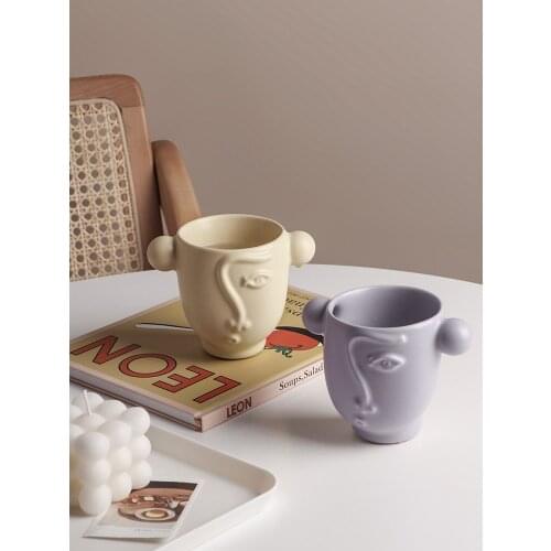Creative Face Design Cup, Personality Trend Ceramic, Office Breakfast Drinking Cup Large Capacity Mug Female