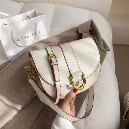 Fashion Saddle Women Shoulder Bags Designer Wide Strap Handbags Luxury Pu Leather Crossbody Messenger Bag Ladies Small Flap 2021