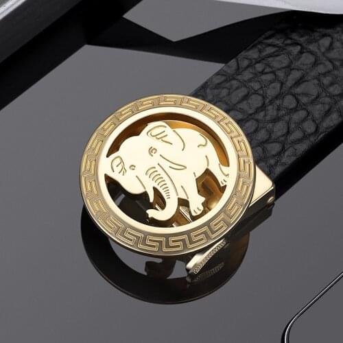 Men belt Adjustable automatic buckle head genuine leather soft Luxury Belt elegant Elephant casual business waistband designer