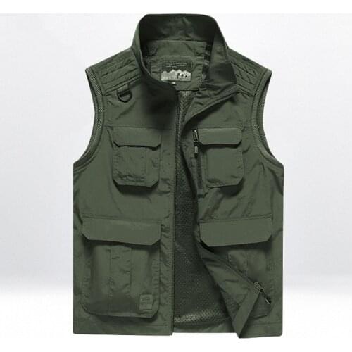 Customized Mens Outdoor Vest Leisure Quick-Drying Photo Journalist Pockets Vest Hiking Fishing Hunting Sportswear Waistcoat