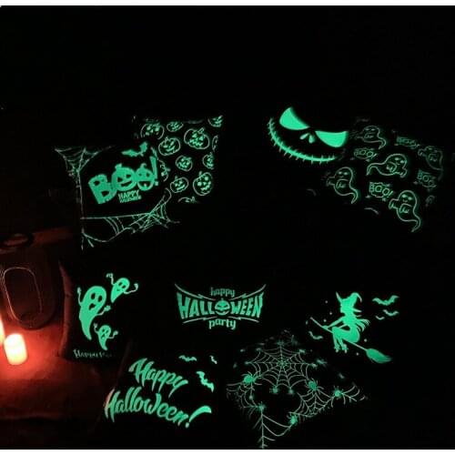 Halloween Cushion Cover Luminous Ghost Witch Pumpkin Linen Pillow Case Car Seat Sofa Waist Throw Pillowcases Home Decor