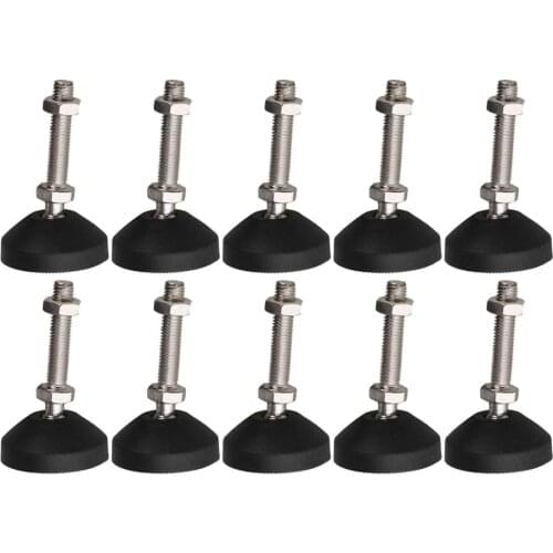 50mm Dia Nylon Base M10 x 50mm Threaded Universal Joint Adjustable Levelling Feet Furniture Glide Pad Every pack 10 or 6or 4Pcs