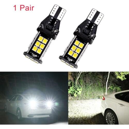 New 1 Pair T15 W16W Car LED Bulbs 5W 12V Car Tail Bulbs 1200Lm 3030 24SMD CANBUS Car Backup Reserve Lights Car Signal Lamp White