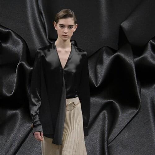 New 108cm wide 20mm black silk stretch satin clothing skirt pajamas solid color silk fabric 100% silk printed fabric wholesale