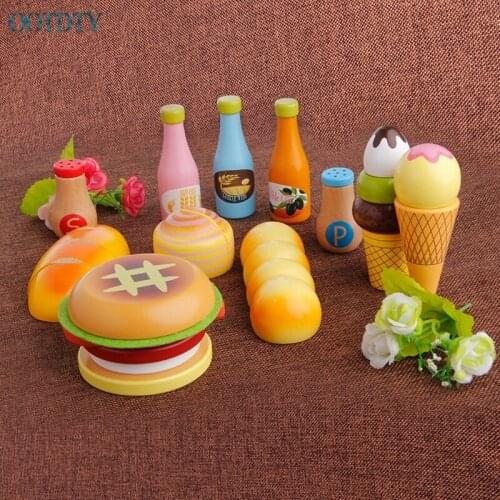 2017 New Kids Pretend Role Play Kitchen Fruit Food Wooden Toy Cutting Set Child Gifts #330