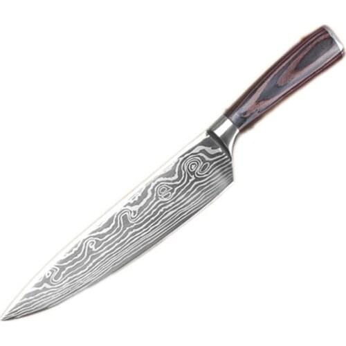 Stainless steel Chef Knives Damascus Veins Kitchen Knives Wood Handle Sharp Cleaver Slicing Gift Knife Cooking Tool 13'' 33cm