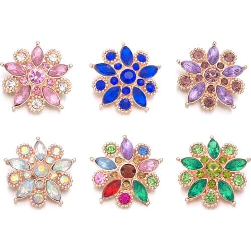 Wholesale w418 Crystal 3D 18mm 20mm Metal Snap Button For Bracelet Necklace Interchangeable Jewelry Women Accessorie Findings