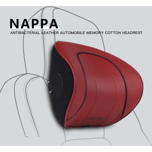 NAPPA Silver Ion Antibacterial Leather Car Headrest Memory Foam Car Neck Pillow Car Cervical Pillow Comfortable New