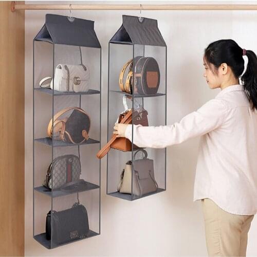 Storage Hanging Bag Wall-mounted Multi-layer Leather Bag Dustproof Hanging Bag Dormitory Wardrobe Three-dimensional Mesh Bag