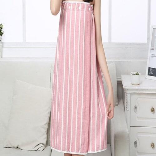 Hot Sale 100% cotton Women stripe Bath Towel Wearable Bath Beach Towel Pink Gray Soft Wrap Skirt Towels Absorbent Home