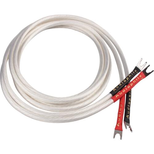 Silver Plated Audio Speaker Cable Whti Bi-Wire Bannana / Spade Plug