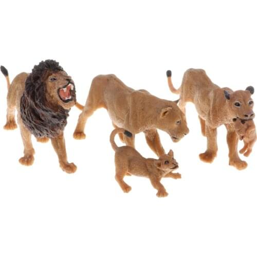 Realistic Lion Model Figure Toy Set, Kids Early Nature Science Learning Toy Collectible - Lion, Lioness and Lionet