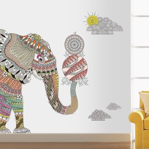 DIY Elephant Wall Stickers Decals for Furniture Home Decoration Accessories Living Room Beroom Office Bohemian Decor Aesthetic