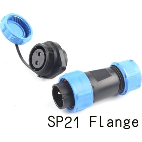 SP21 IP68 Flange Type Waterproof Connector 2/3/4/5/7/9/12 Pin Aviation Power Cable Connector Male Plug And Femal Socket