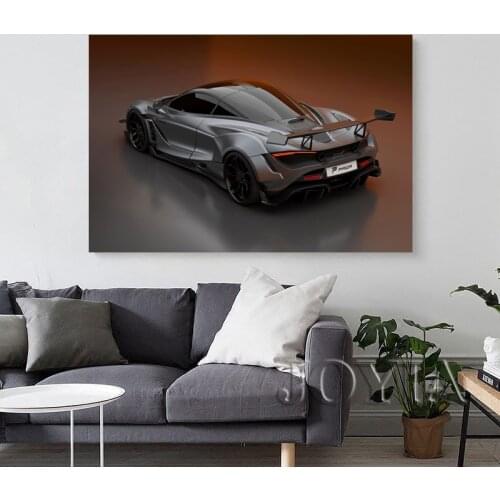 Supercar McLaren 720S widebody kit Prior Design Grey Vehicle Posters Wall Art Prints Canvas Paintings for Living Room Decor