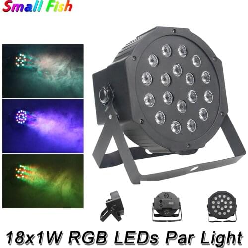 LED Flat Par 18X1W RGB Stage Effect Light DMX512 Lighting Strobe For DJ Disco Dance Party Wedding Darkening Projector Spotlight