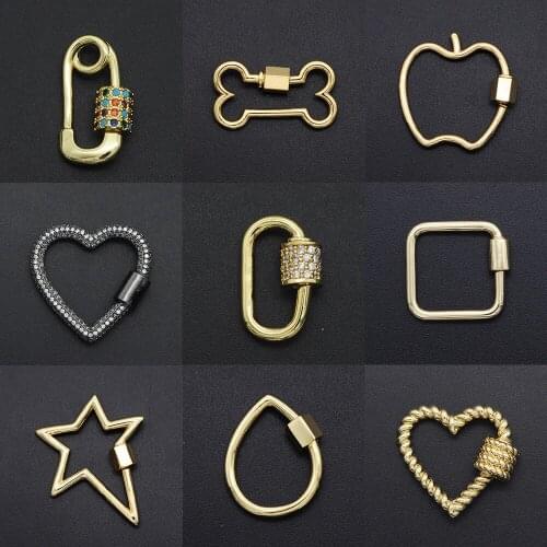 Gorgeous Diy Butterfly CZ Clasp Wholesale Heart Necklace Pendant Zircon Hamsa Hand Connector Clasps For Apple Jewelry Making