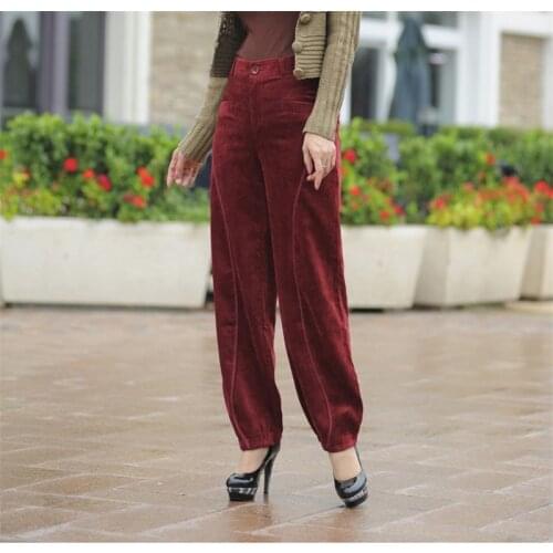 Spring and autumn season cashmere pants was thin lantern pants casual pants loose large size pants corduroy wide leg pants
