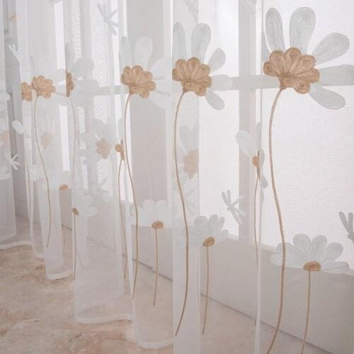 Embroidered Sheer Curtains for Living Room Bedroom Tulle Curtains Floral Curtains for Kitchen Panel Window Treatments Decor