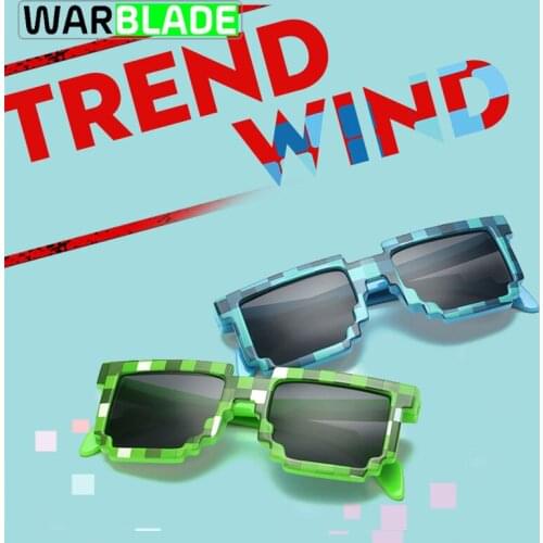 WarBLade 10pcs/lot Smaller Size Sunglasses Fashion Kids Sunglasses Mosaic Boys Girls Pixel Eyewares For Children Gift