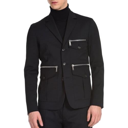 XS-5XL 2019 Mens new fashion Hair Stylist fashion walk-show Zipper multi-pocket Suit jacket plus size singer costumes