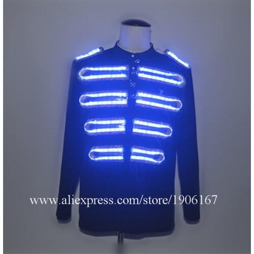 Colorful LED Clothes Luminous Clothing Illuminated Glowing Robot Dance Light Costumes Men Led Lighting Up Party Event Suit