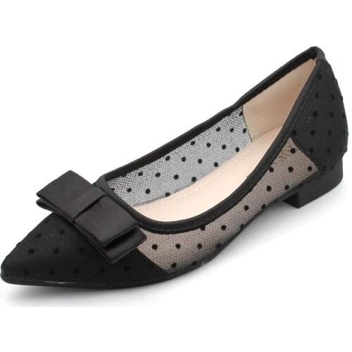 New Net Red Mesh Breathable Low-heeled Womens Shoes W2019 Spring Summerild Pointed Shallow Mouth Soft Bottom Womens Shoes