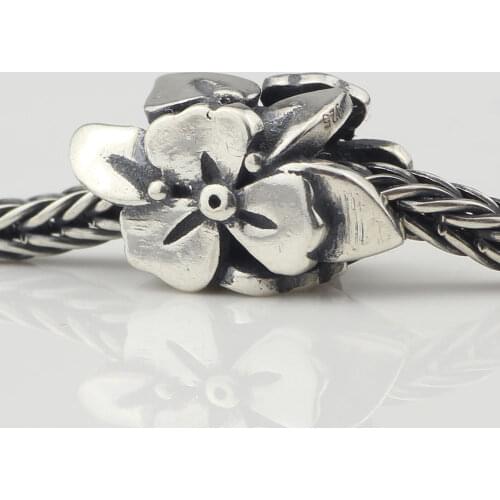 925 Sterling Silver Designer Flower Charm Bead Small Hole Only Fits European 3.0mm Bracelet Jewelry